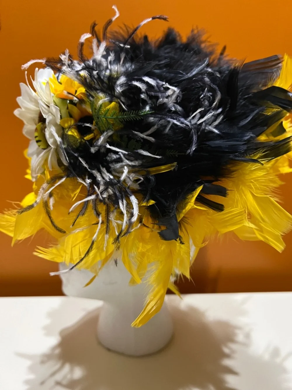 Custom Made Bumble Bee Kentucky Derby Fascinator Hat, Yellow Black Mini Top Hat - Picture 5 of 13